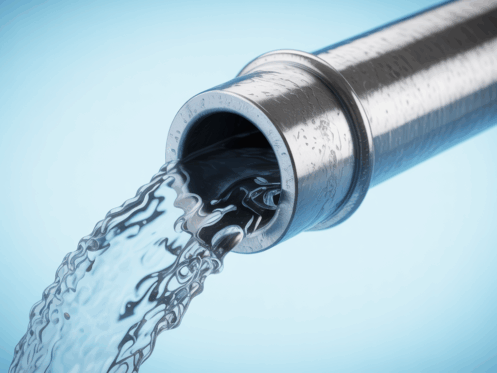 Clear drain pipe with water flowing smoothly, symbolizing effective plumbing maintenance.