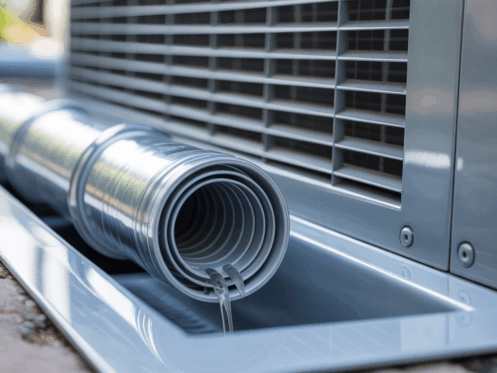 Close-up of a clean AC drain line highlighting its clear and unobstructed pathways.