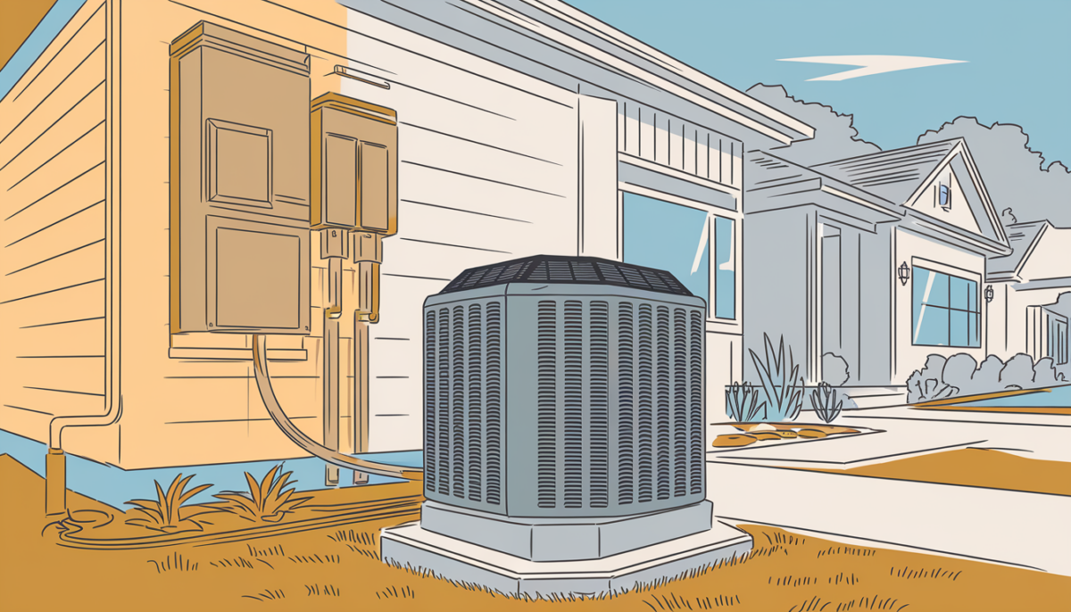 Modern Texas home with a sleek HVAC unit, surrounded by native flora and a clear blue sky.