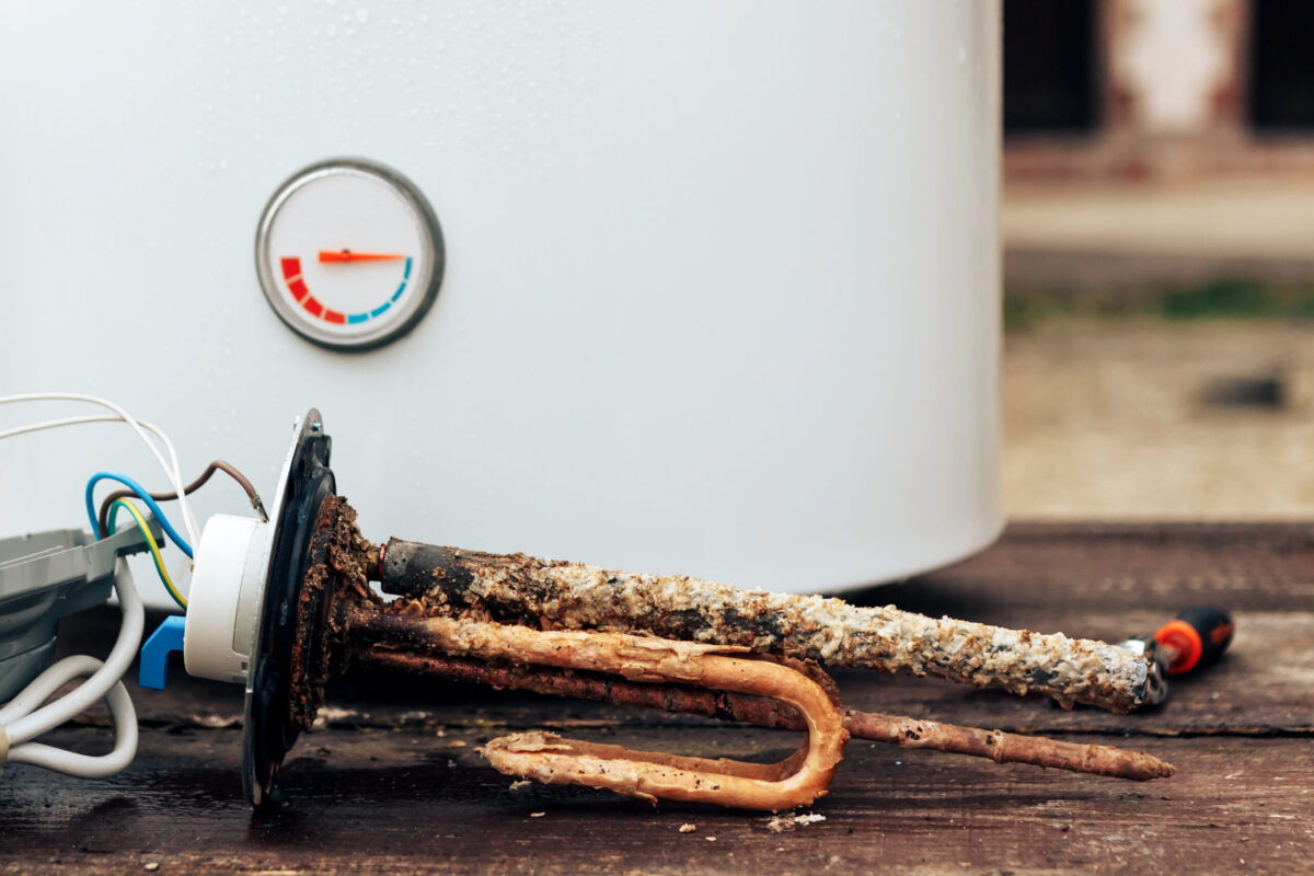 Rust in Hot Water Heater outside in a modern Texas home.
